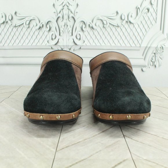 Sanita Black Suede Slip On Slide Studded Clogs Mules Size 39 US 9 - Picture 4 of 8